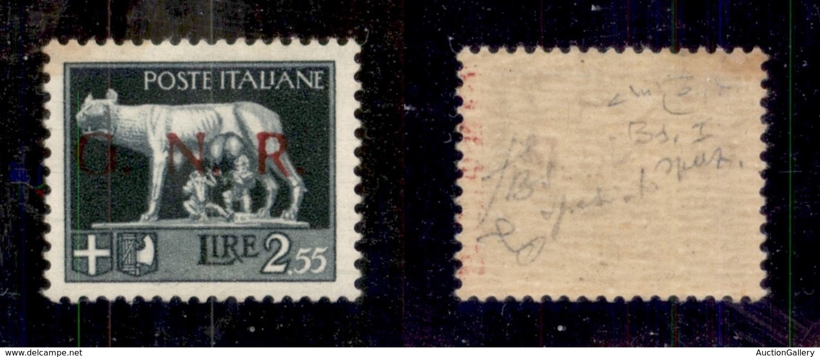 RSI - G.N.R. Brescia - 1943 - Spaziati - 2,55 Lire (483/A) - Gomma Integra - Fiecchi + Raybaudi + Cert. AG (3.600) - Otros & Sin Clasificación