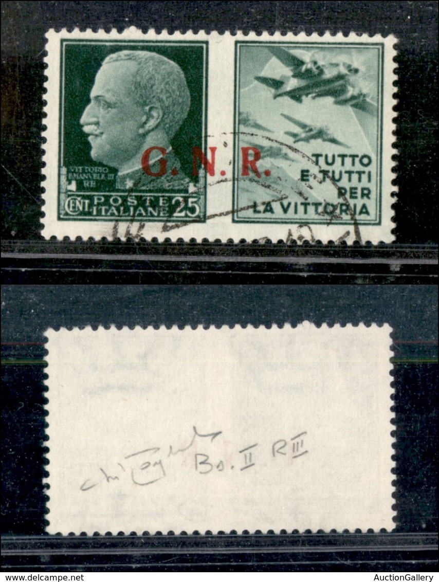 RSI - G.N.R. Brescia - 1943 - 25 Cent Aviazione (15/Ia-R Terzo Tipo) Usato - Cert. Raybaudi - Other & Unclassified