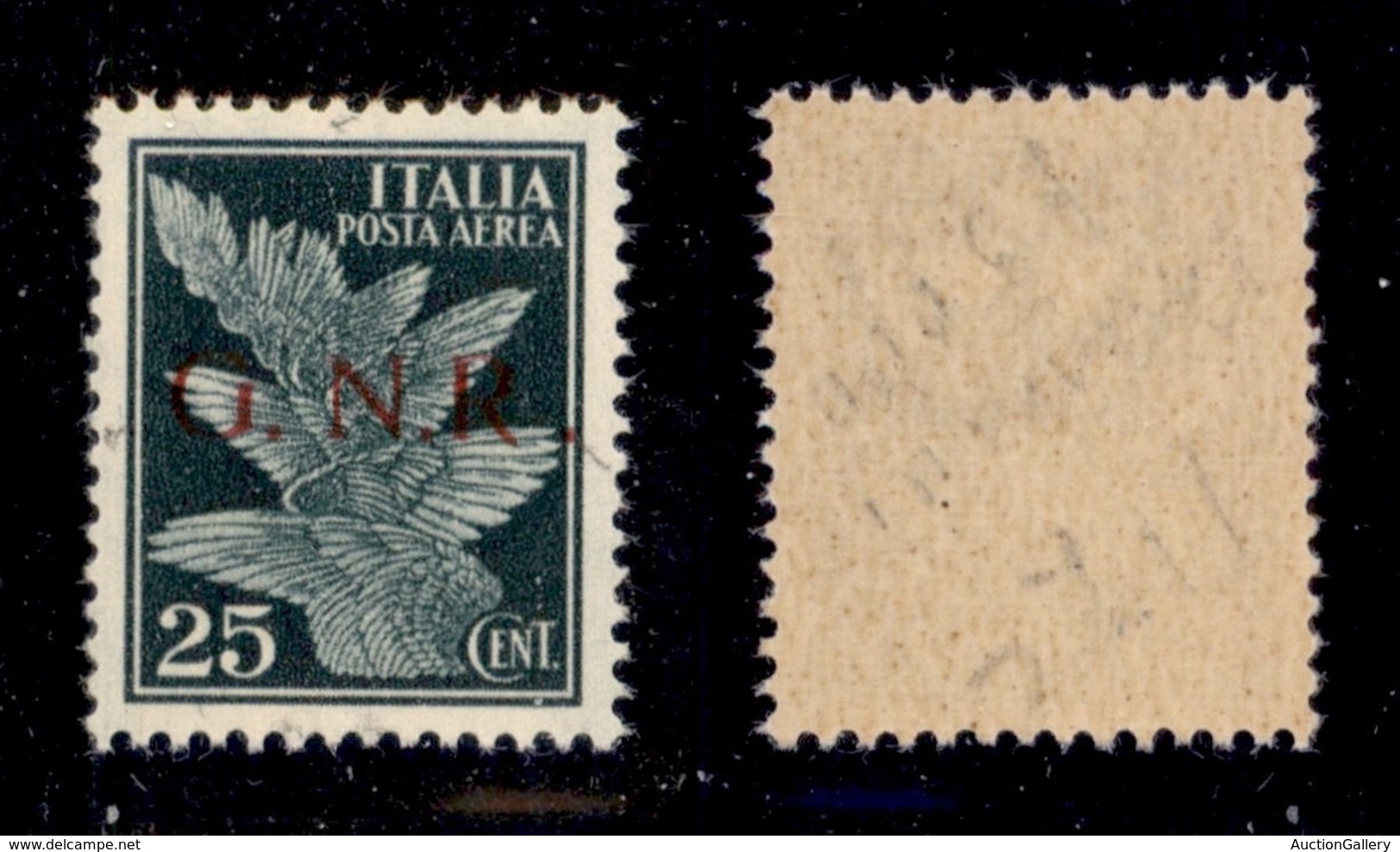 RSI - G.N.R. Brescia - 1943 - 25 Cent (117/If) Con R Accostato A N - Gomma Integra - Cert. AG (3.000) - Otros & Sin Clasificación