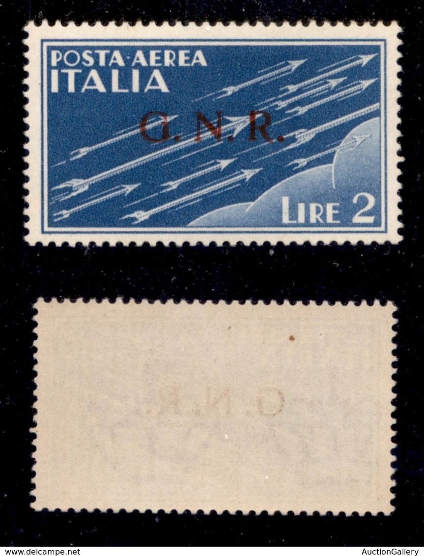 RSI - G.N.R. Brescia - 1943 - 2 Lire (122/I) - Gomma Integra - Cert. AG (6.000) - Other & Unclassified