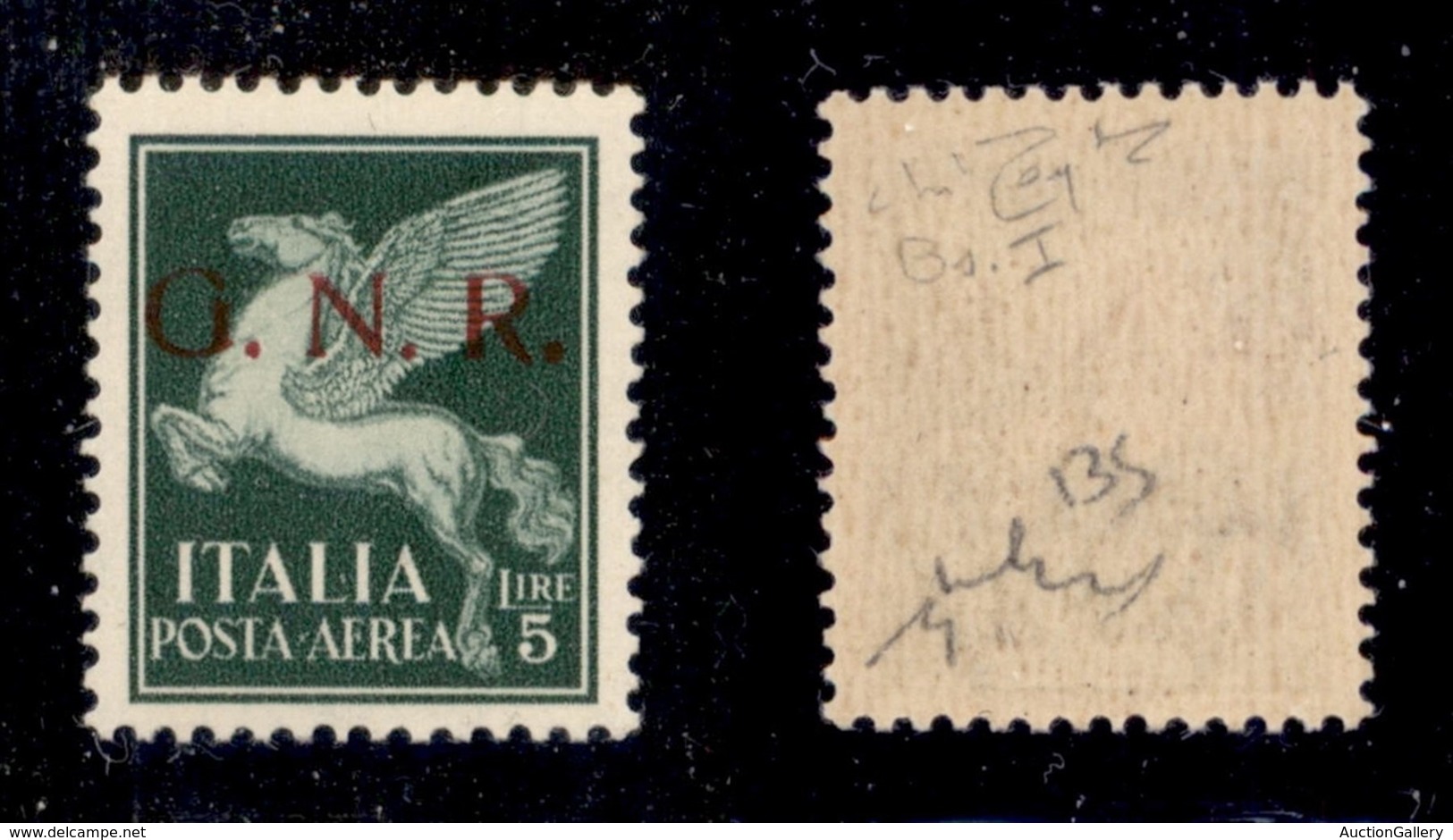 RSI - G.N.R. Brescia - 1943 - 5 Lire (123/Iiab) - Punto Grosso Dopo R - Gomma Integra - Chiavarello + Raybaudi (2.000) - Other & Unclassified