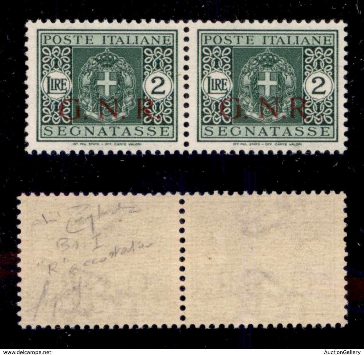 RSI - G.N.R. Brescia - 1943 - Coppia Del 2 Lire (56/I+56/Id) - R Accostato A N Nel Pezzo Di Destra - Gomma Integra - Ray - Otros & Sin Clasificación