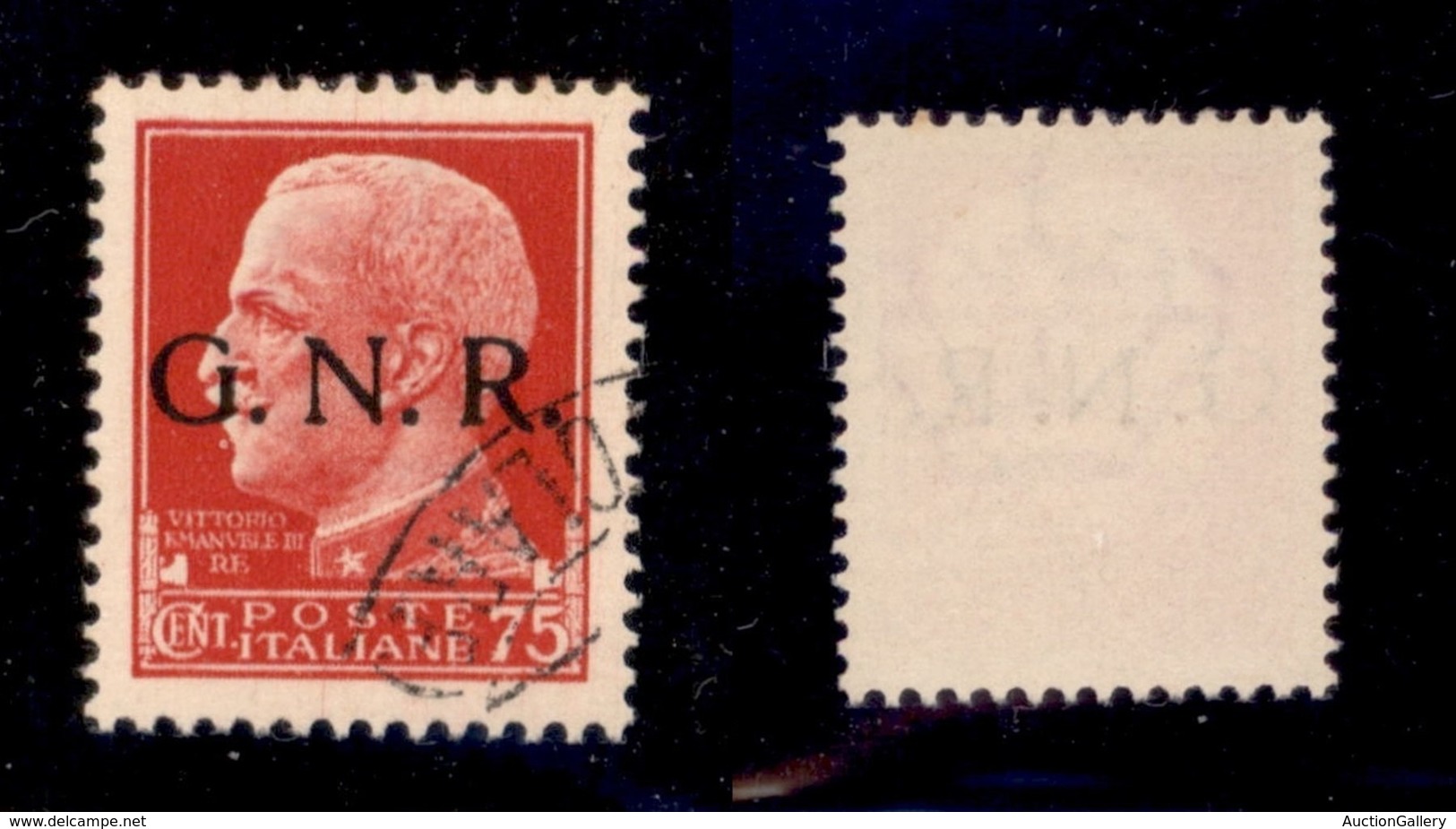 RSI - G.N.R. Verona - 1944 - 75 Cent (478 Iaac) - Usato - Verona (Titolare) - Punto Grosso Dopo R - Cert. AG - Autres & Non Classés