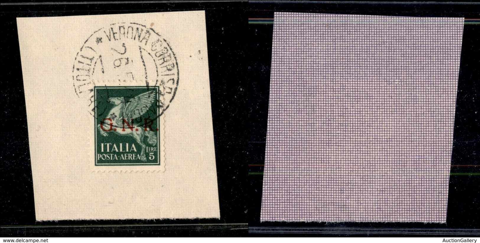 RSI - G.N.R. Verona - 1944 - 5 Lire (123) - Usato Su Frammento A Verona (Titolare) 26.5.44 - Cert. AG - Autres & Non Classés