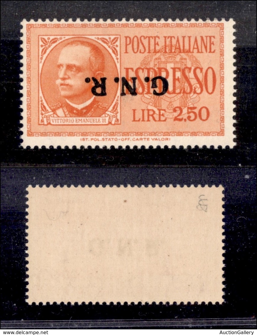 RSI - G.N.R. Verona - 1944 - 2.50 Lire (20a) - Soprastampa Capovolta - Gomma Integra - Cert. AG (1600) - Autres & Non Classés