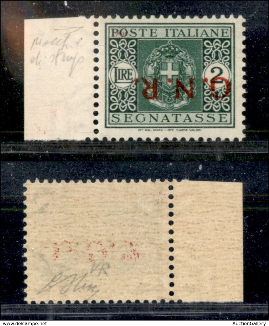 RSI - G.N.R. Verona - 1944 - 2 Lire (56 A) - Soprastampa Capovolta - Gomma Integra - Oliva (450) - Autres & Non Classés