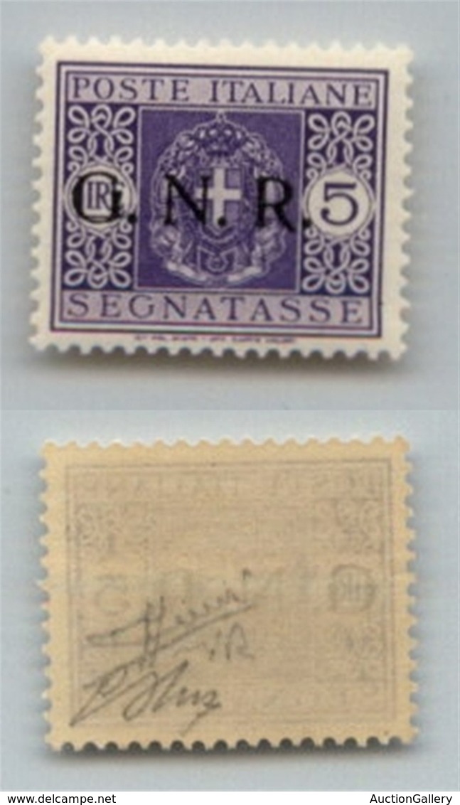 RSI - G.N.R. Verona - 1944 - 5 Lire (57) - Gomma Integra - Sorani + Oliva (900) - Autres & Non Classés