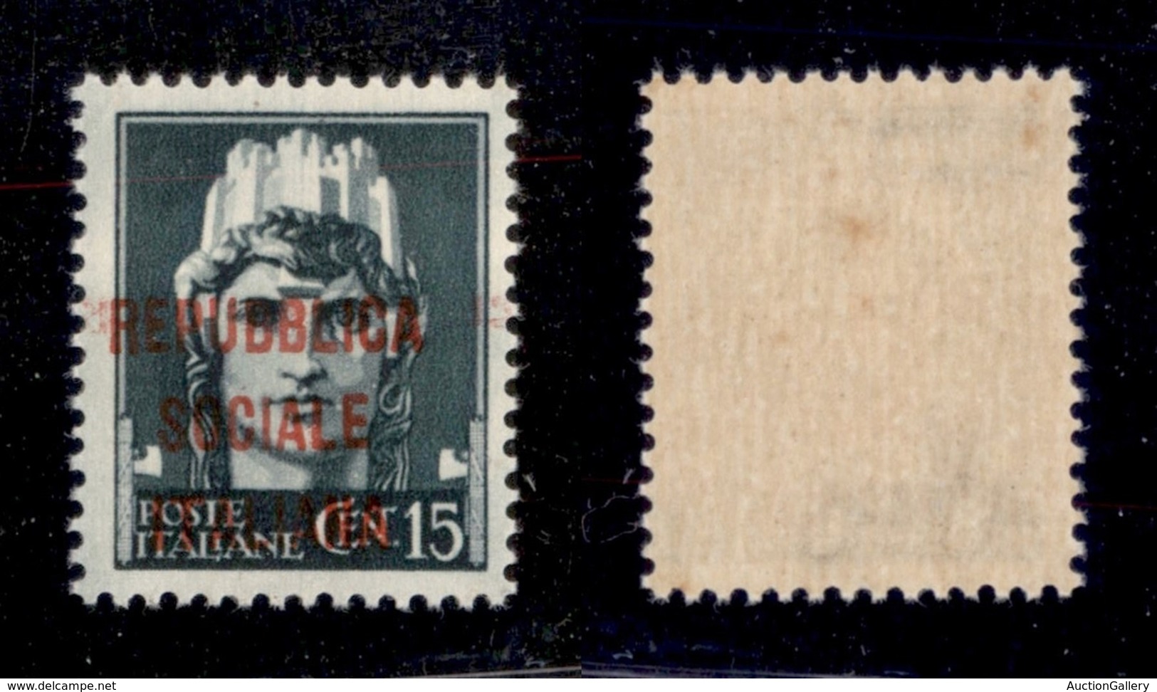 RSI - Saggi-Verona - 1944 - 15 Cent (P17) - Gomma Integra - Cert. AG (700) - Autres & Non Classés