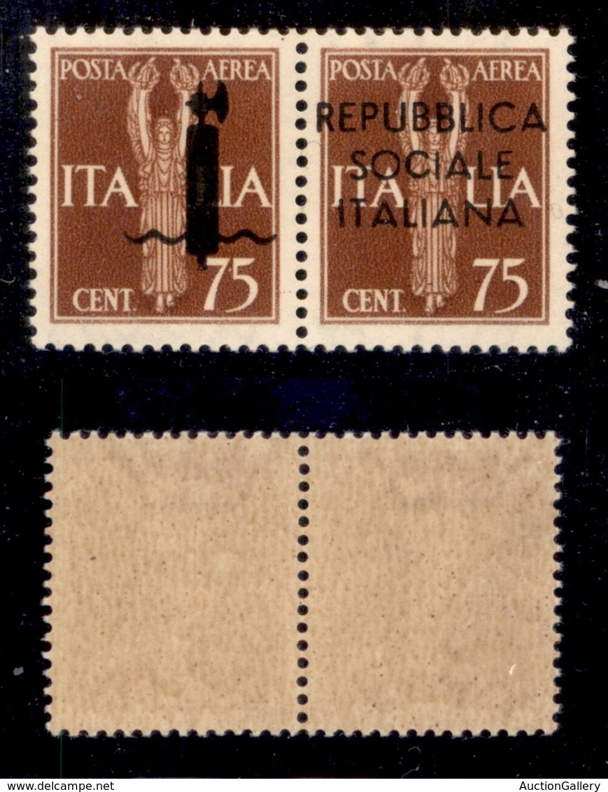 RSI - Saggi-Genova - 1944 - 75 + 75 Cent (P3) - Gomma Integra - Cert. AG - Autres & Non Classés