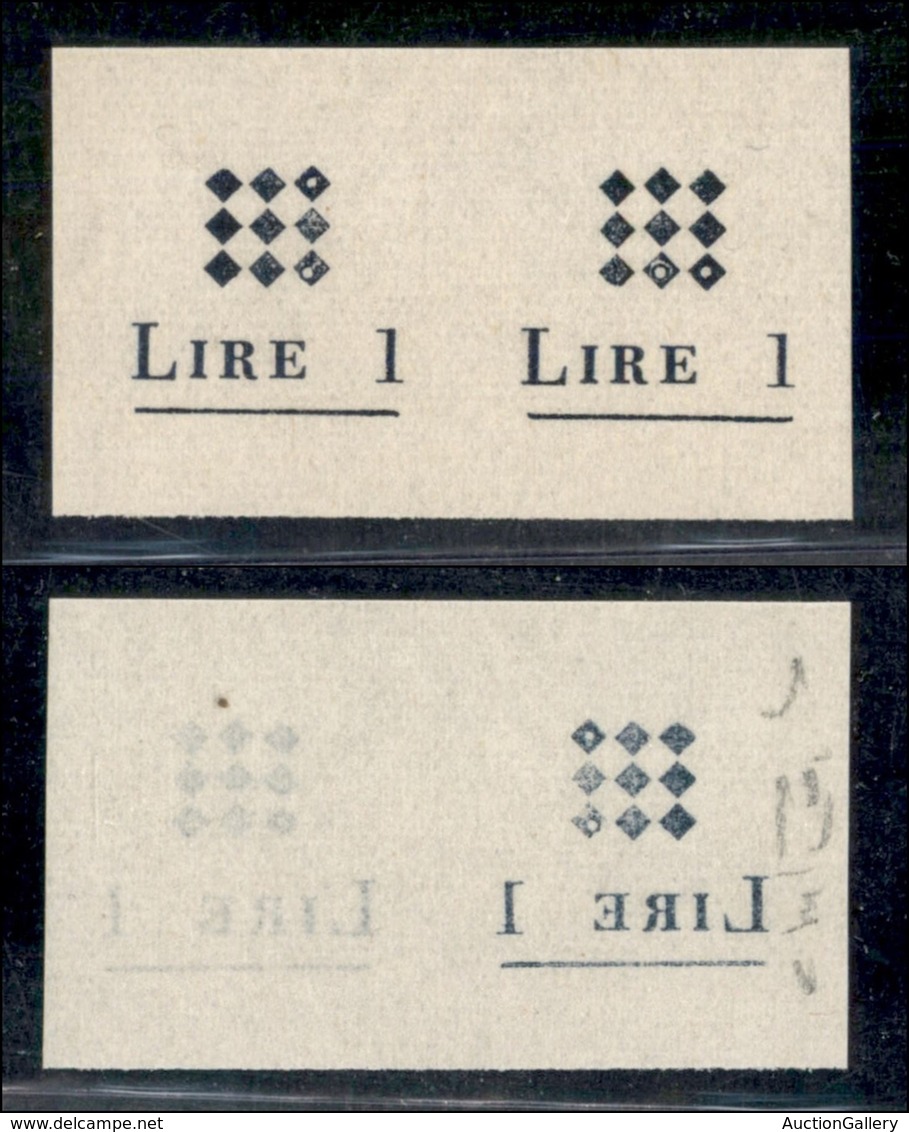 EMISSIONI LOCALI - Guidizzolo - 1945 - Prova Di Macchina Della Soprastampa (1 + 1 Varietà) - Coppia Con Decalco A Sinist - Other & Unclassified