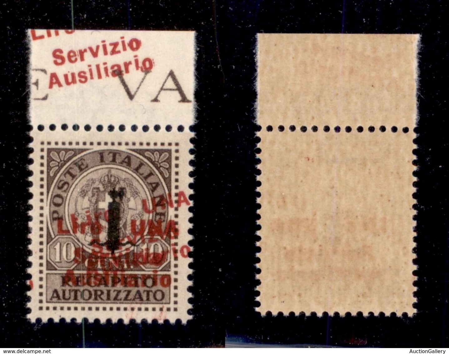 EMISSIONI LOCALI - Guidizzolo - 1945 - 1 Lira Su 10 Cent (2b) Bordo Foglio Con Doppia Soprastampa (una Obliqua Ripetuta  - Other & Unclassified