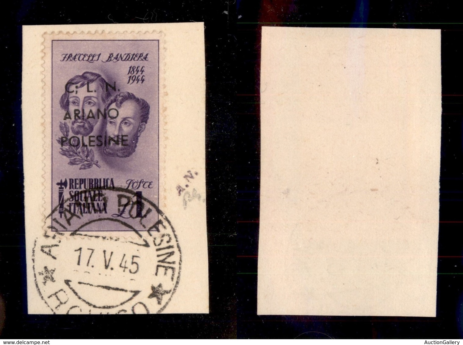 C.L.N. - Ariano Polesine - 1945 - 1 Lira Bandiera (Errani 45 L) Usato Su Frammento - ; Dopo C - Sonstige & Ohne Zuordnung