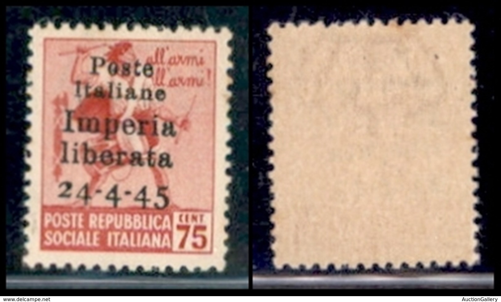 C.L.N. - Imperia - 1945 - 75 Cent (7) Con Soprastampa A Sinistra - Gomma Integra - Cert. AG (1.225+) - Otros & Sin Clasificación