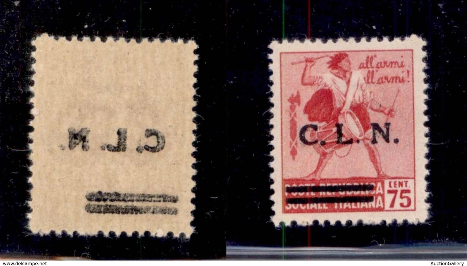 C.L.N. - Torino - 1944 - 75 Cent (CEI 14 Varietà) Con Decalco - Gomma Integra - Non Catalogato - Cert. AG - Otros & Sin Clasificación