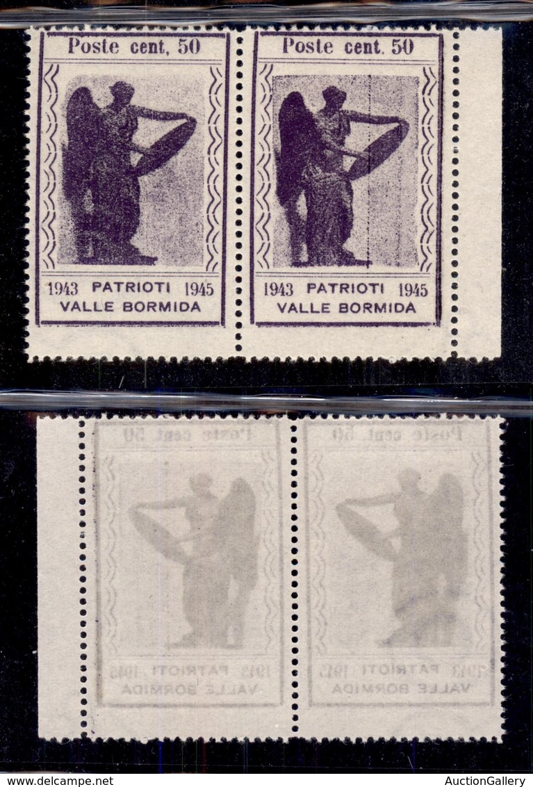 C.L.N. - Valle Bormida - 1945 - 50 Cent Vittoria (12bb Varietà M + 12) - Coppia Bordo Foglio - Filigrana Lettere (RO) +  - Otros & Sin Clasificación