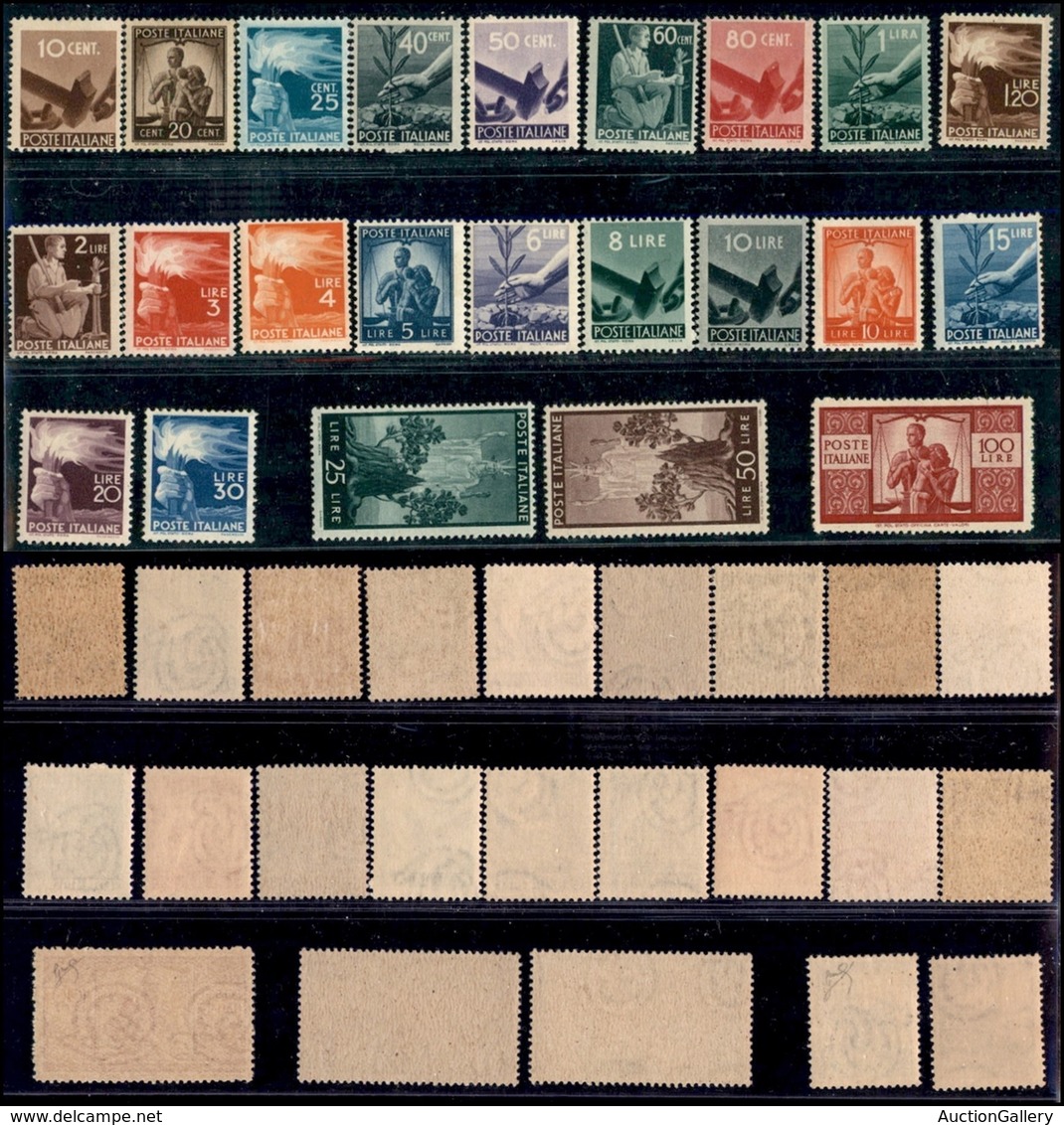REPUBBLICA - 1945/1948 - Democratica (543/565) - Serie Completa - Gomma Integra - Cert AG (1350) - Autres & Non Classés