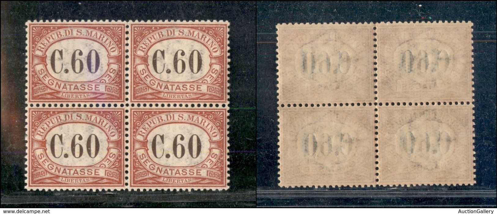 SAN MARINO - 1924 - 60 Cent (14) In Quartina - Gomma Integra - Ottimamente Centrata - Cert. AG - Other & Unclassified