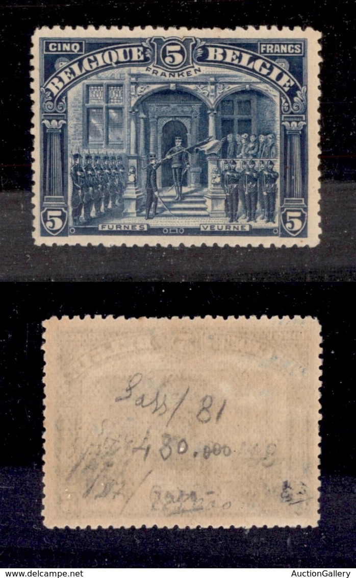 BELGIO - 1915 - 5 Franken (127) - Gomma Integra - Other & Unclassified