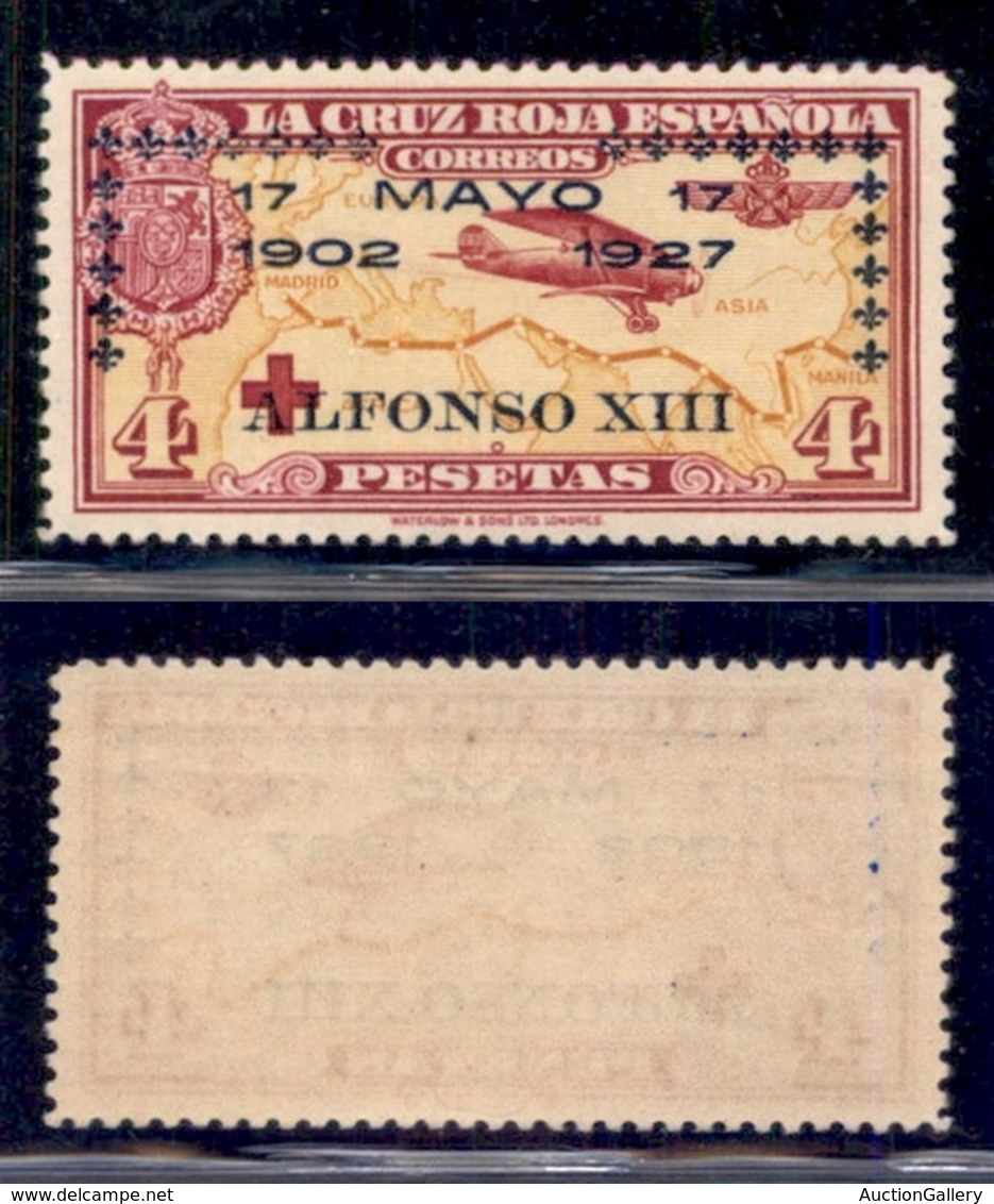 SPAGNA - 1927 - 4 Pesetas Croce Rossa Soprastampato (374) - Gomma Integra (260) - Autres & Non Classés
