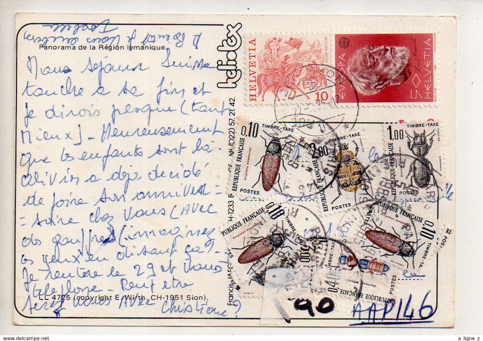 REF 381 : CPSM Région Lémanique Panorama Voir Verso Timbres Taxes - Sonstige & Ohne Zuordnung