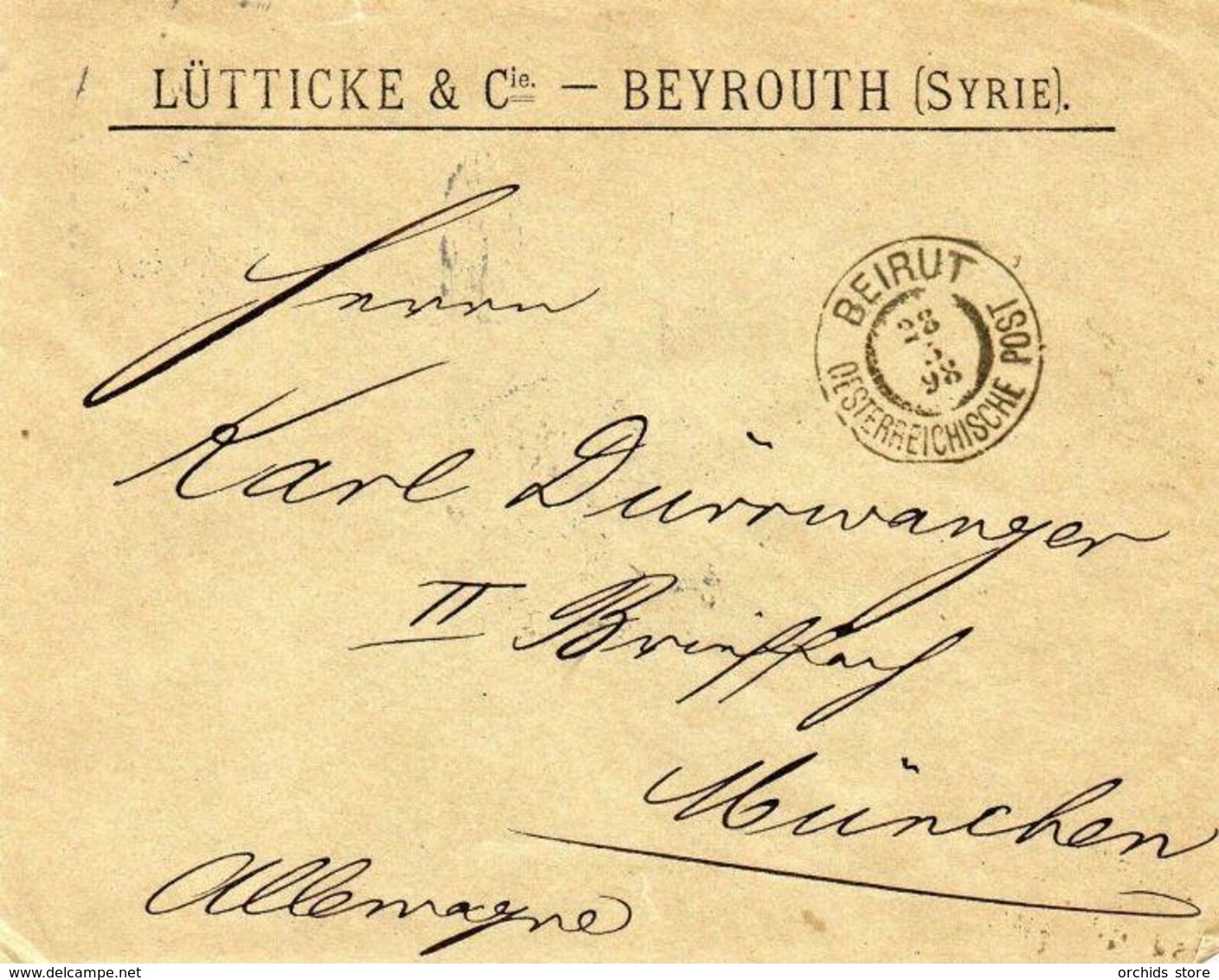E11 Superb Austria Levant Cover Beirut Lebanon Very Beautiful Strike To Munich 1898 - Lebanon
