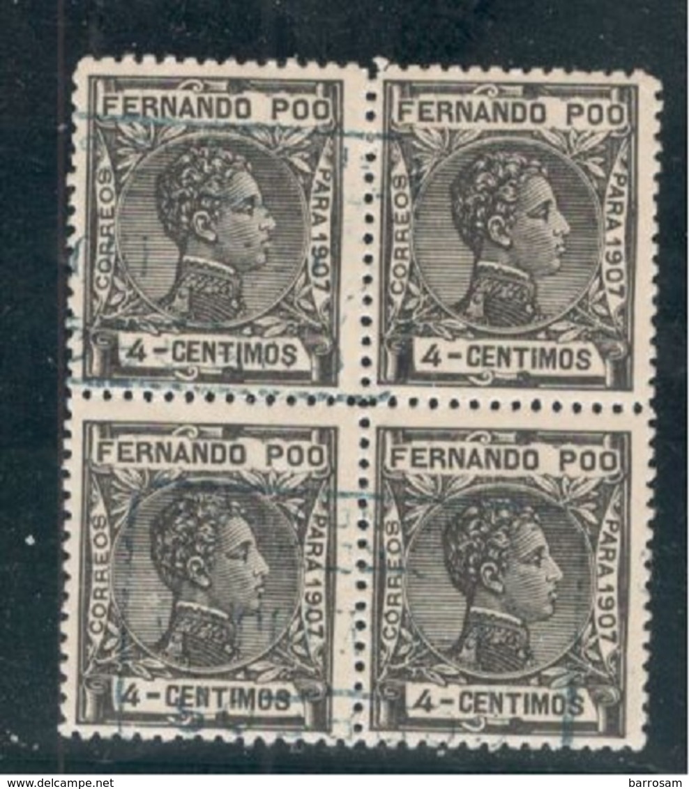 FERNANDO POO1907:Edifil155 Block Of 4 Cancelled - Fernando Poo