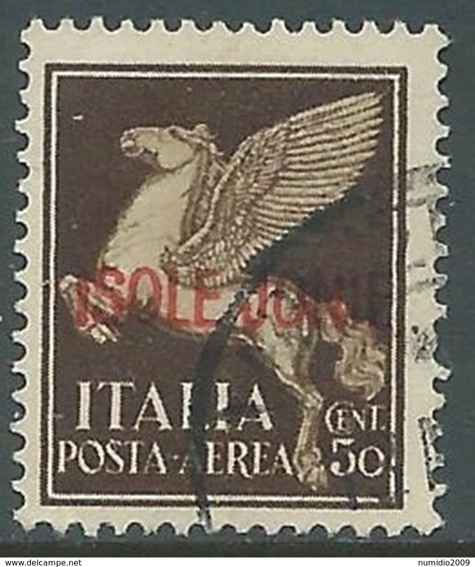 1941 ISOLE JONIE POSTA AEREA USATO 50 CENT - RA14-8 - Ionian Islands