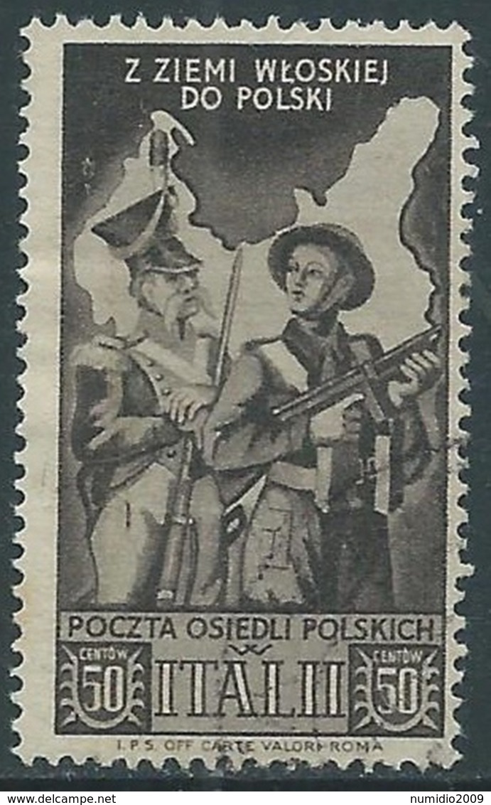 1946 CORPO POLACCO USATO SOCCORSO DI GUERRA 50 CENT - RA24-3 - 1946-47 Corpo Polacco Period