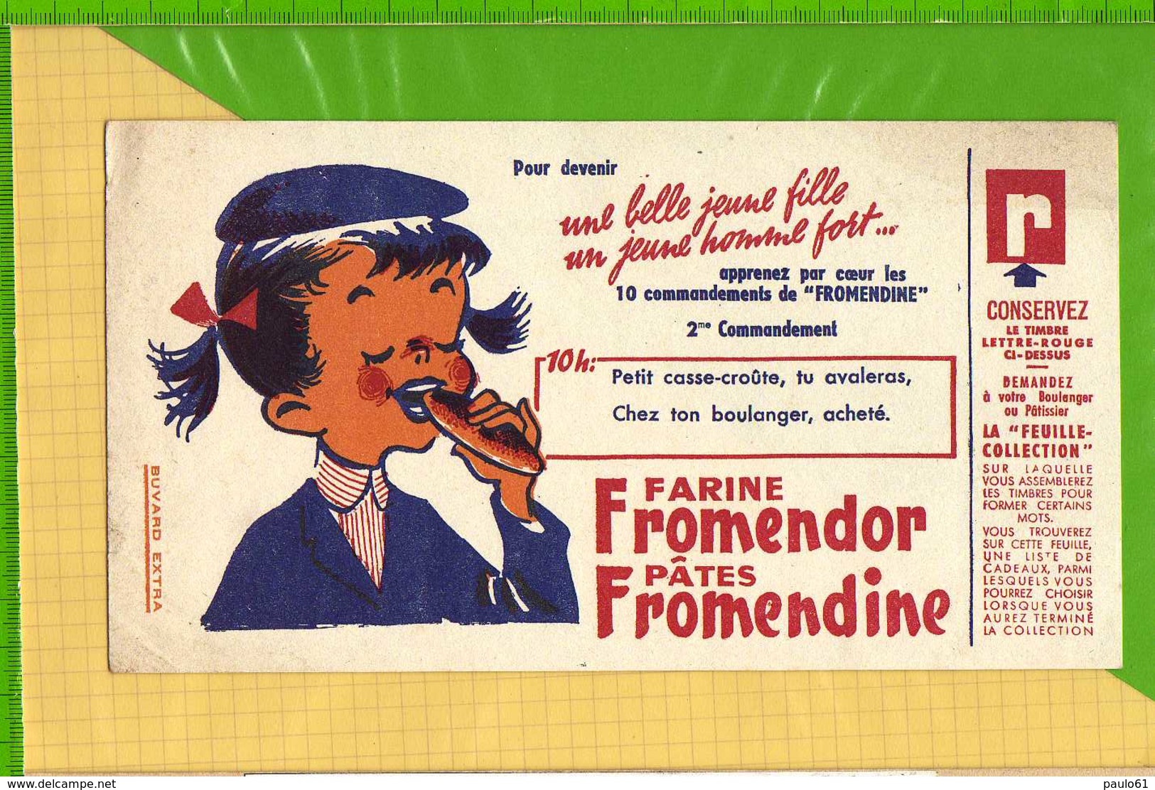 Buvard & Blotting Paper :Farine FROMENDOR Pates FROMENDINE  2eme COMMANDEMENT Fille - Alimentos