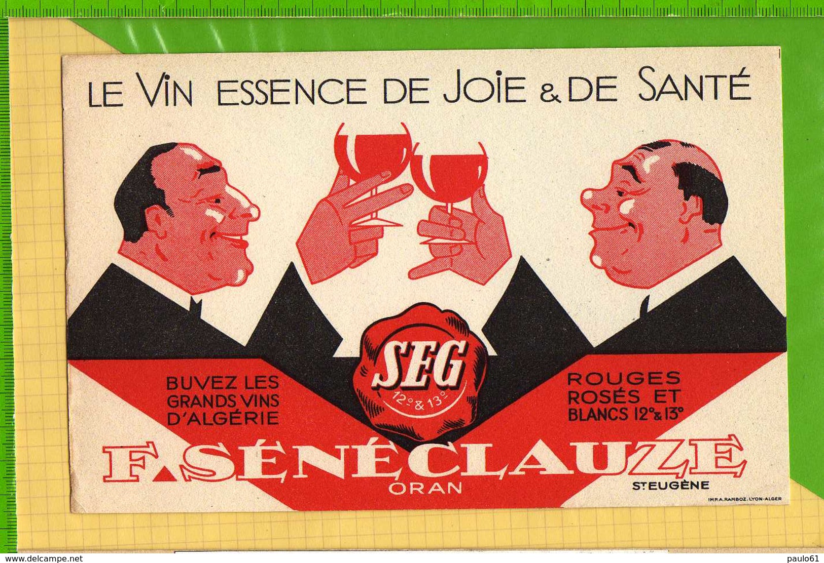 Buvard & Blotting Paper :Le Vin SENECLAUZE ORAN - Liqueur & Bière