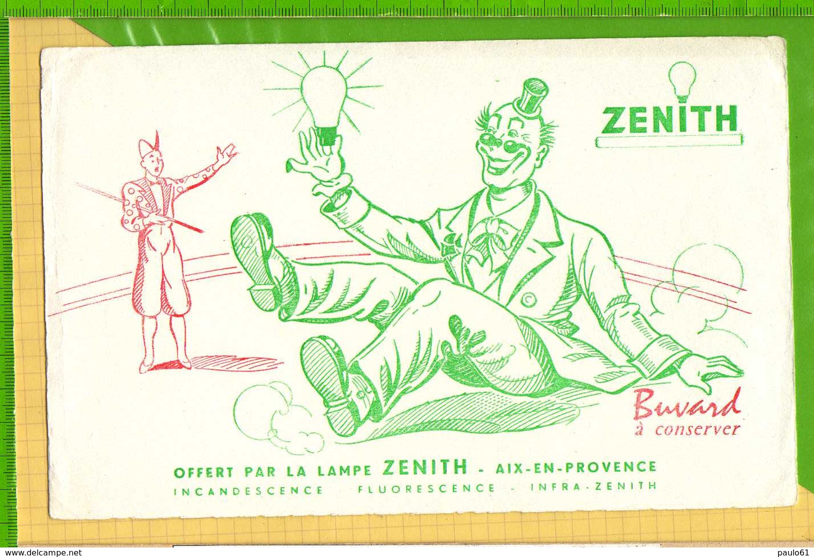 Buvard & Blotting Paper :Offert Par  La Lampe ZENITH Clown - Elettricità & Gas