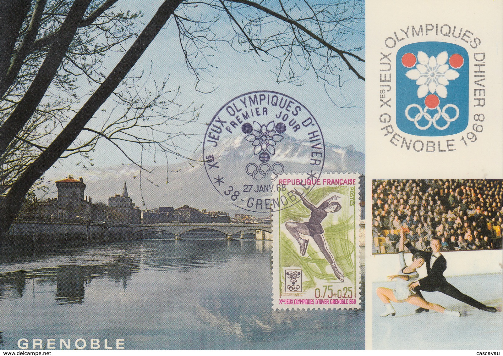 Carte  Maximum  1er  Jour    FRANCE    Jeux  Olympiques  D' Hiver   GRENOBLE   1968 - Winter 1968: Grenoble