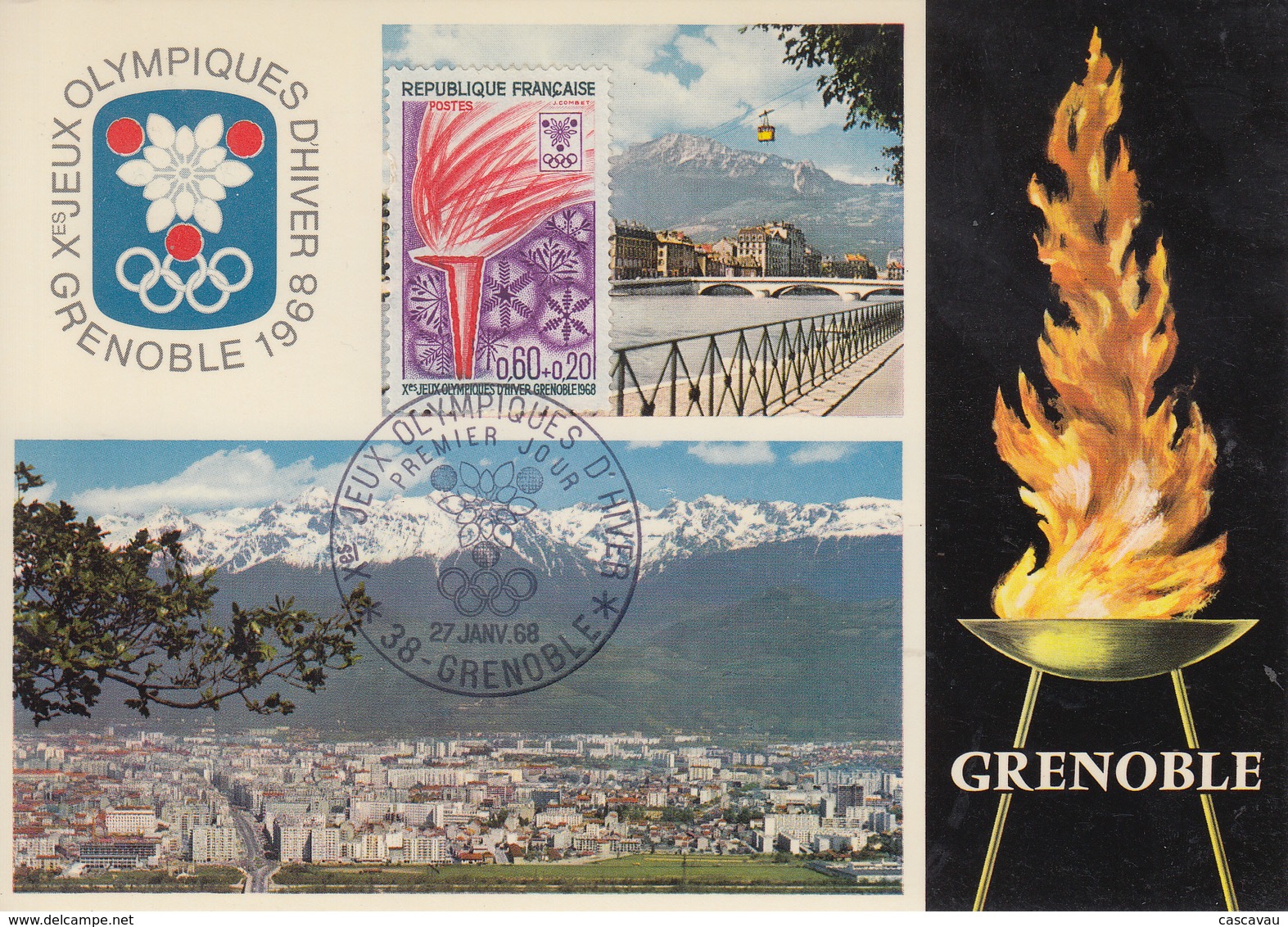 Carte  Maximum  1er  Jour    FRANCE    Jeux  Olympiques  D' Hiver   GRENOBLE   1968 - Invierno 1968: Grenoble