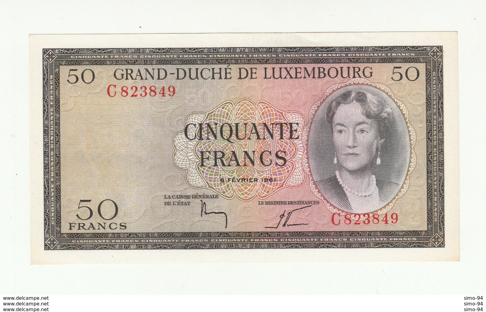 Luxembourg P.51 50 Francs 1961 A-unc - Luxemburg
