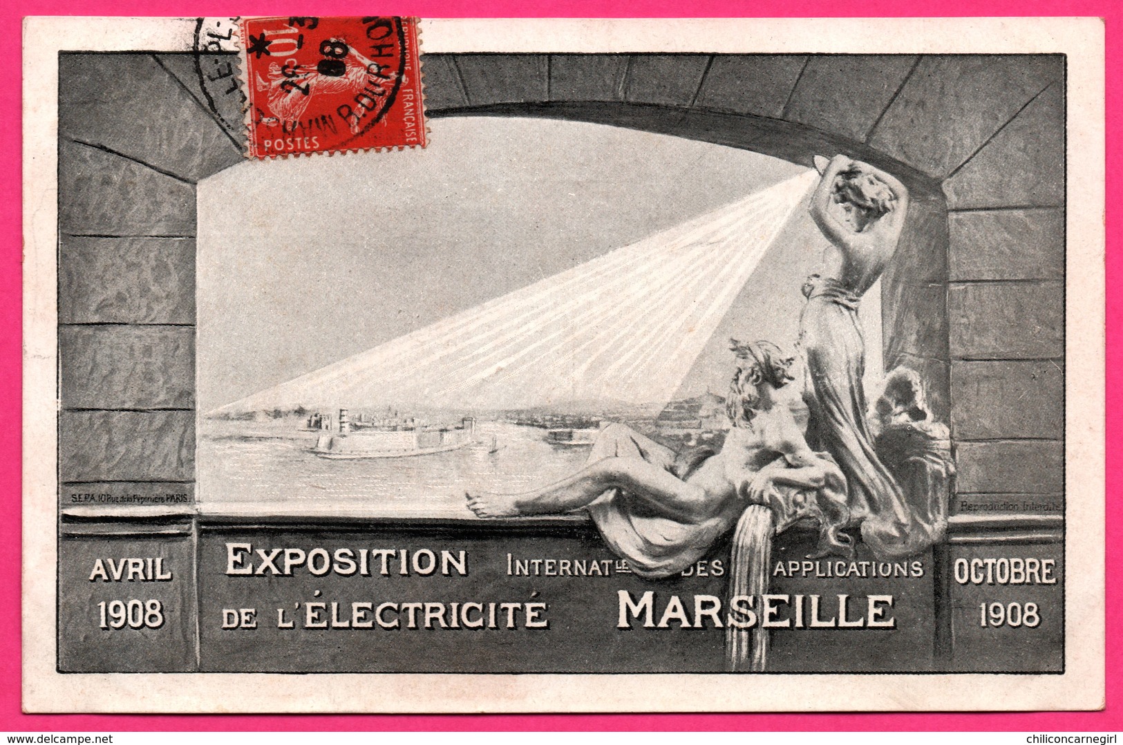 Marseille - Exposition Internationale De L'Electricité - Avril 1908 - Statue - Edit. S.E.P.A. - 1908 - Exposition D'Electricité Et Autres