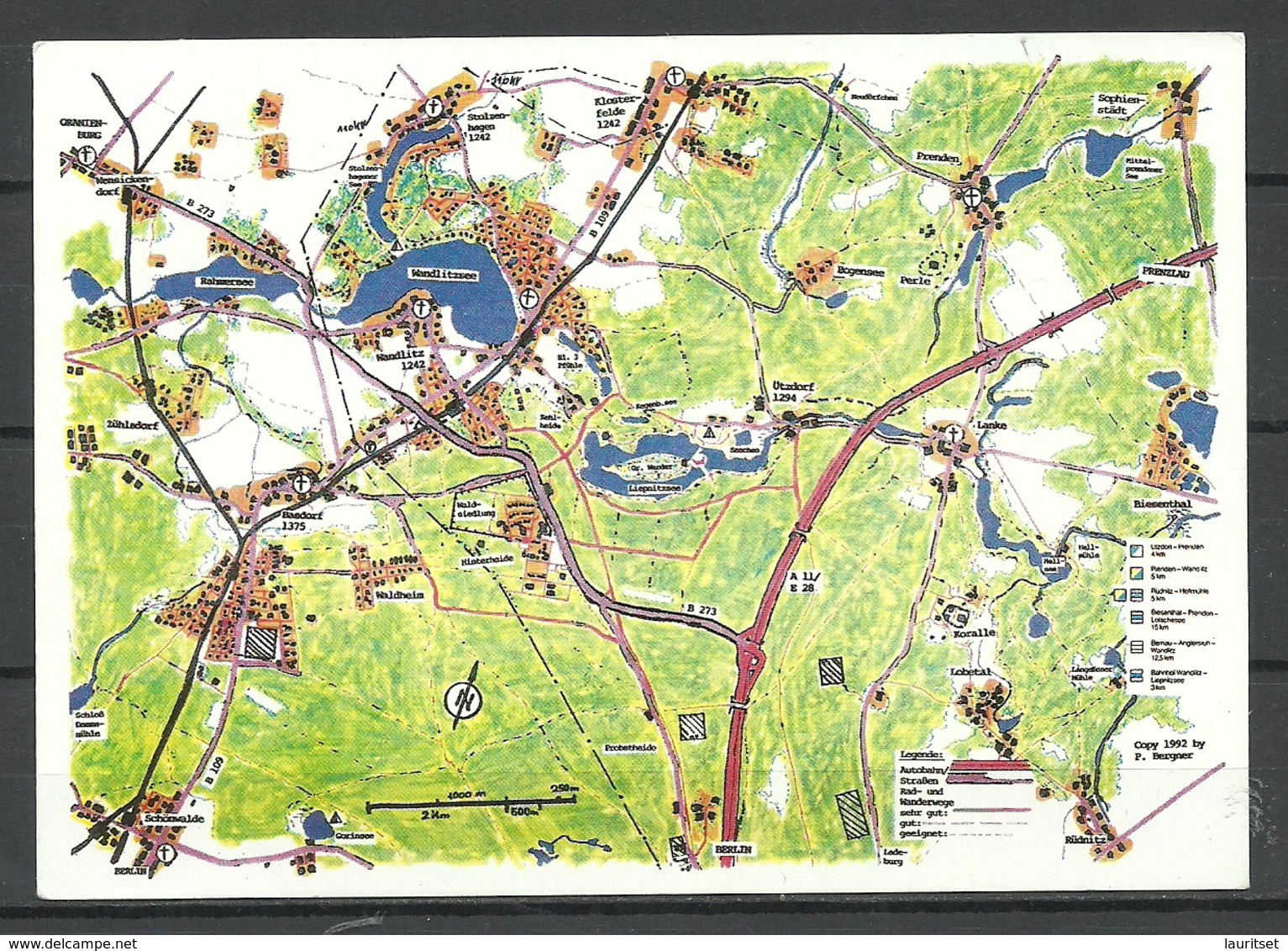 Deutschland Lageplan WALDSIEDLUNG Wandlitz (sent 1996, With Stamp) - Wandlitz