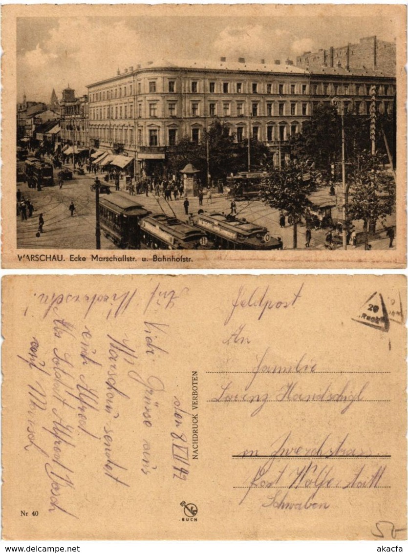 CPA AK WARSZAWA Ecke Marschallstr. U. Bahnhofstr POLAND WARSAW (289820) - Polen