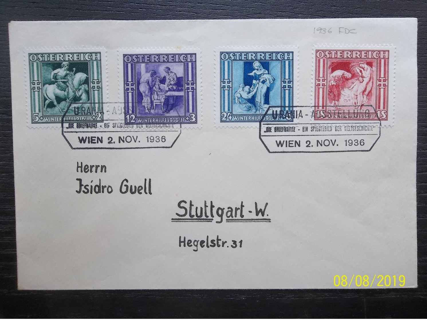 Osterreich: 1936 FDC To Stuttgart (#WR4) - Storia Postale