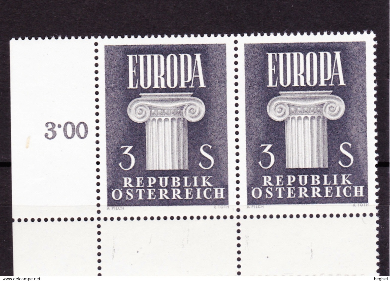 1960  Republik Österreich, CEPT - Europamarke (Ionische Säule), 2er Streifen, Postfrisch - 1960