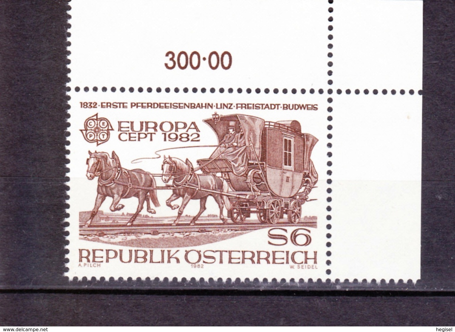 1982  Republik Österreich, CEPT - Europamarke, Pferdeeisenbahn Linz - Budweis, Postfrisch - 1982