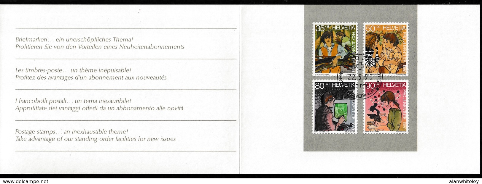 SWITZERLAND 1990 Pro Juvente / Development Of The Child: Souvenir Folder/Promotional Gift - Lettres & Documents