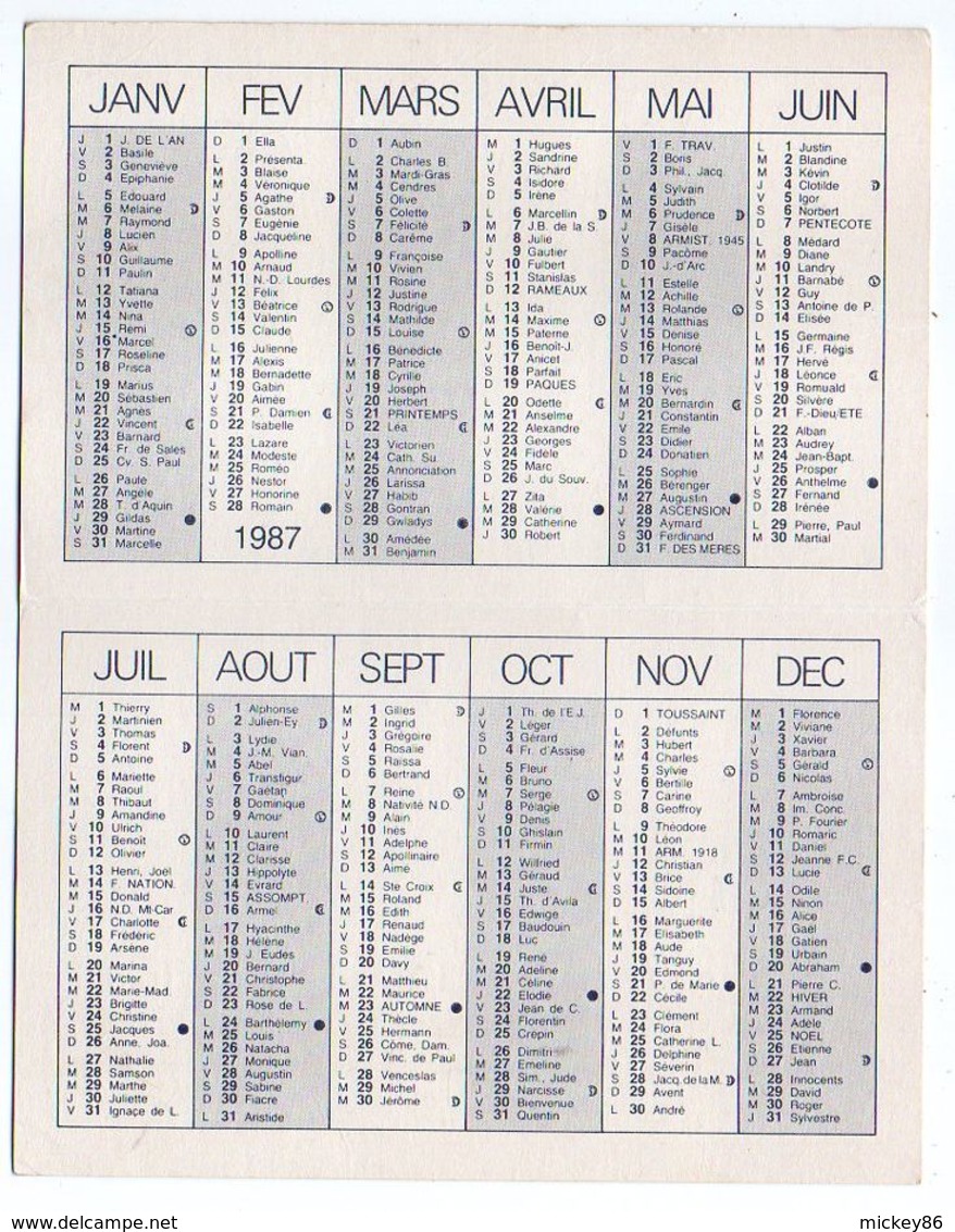 1987-LANDEMONT - 49 --Gallier Claude --Boucherie-Charcuterie --calendrier Pt Ft --Le Rémouleur (vieux Métiers) - Petit Format : 1981-90