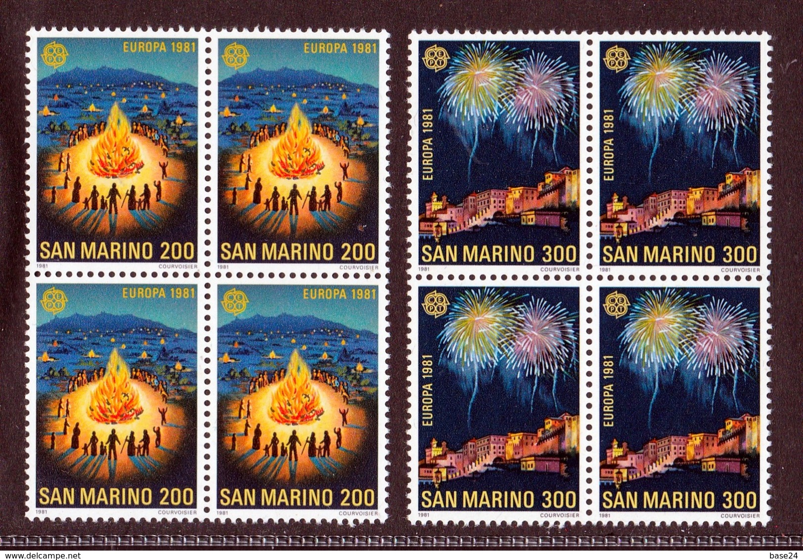 1981 San Marino Saint Marin EUROPA CEPT EUROPE 4 Serie Di 2v. Quartina MNH** Bl.4 - 1981