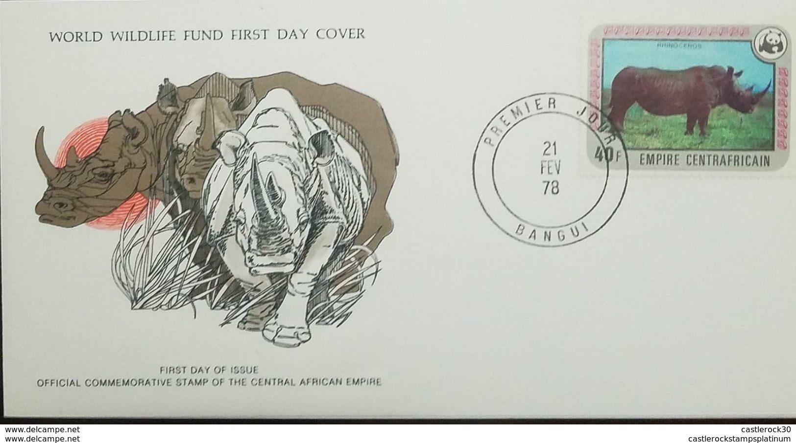 RL) 1978 AFRICA, ANIMALS, RHINO, NATURE, WORLD WILDLIFE FUND, FDC ( II-2018) - Central African Republic