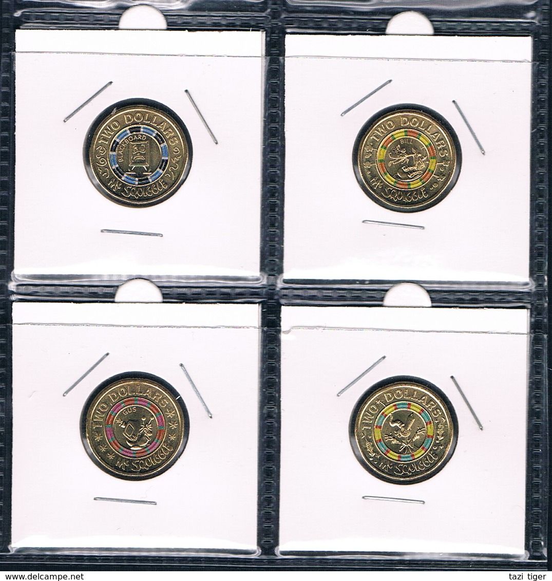 AUSTRALIA • 2019 • $2 • Mr Squiggle • Set Of 4 • Coloured Coins In Coin Holder - Other & Unclassified