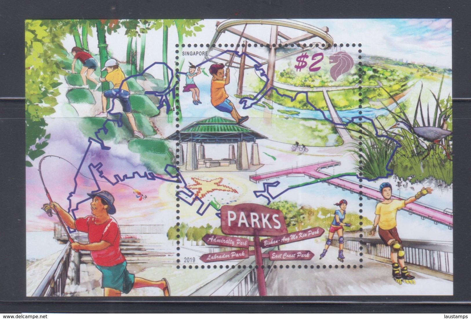 Singapore 2019 Parks, Cycling, Bird, Fishing, Playground S/S MNH - Cycling