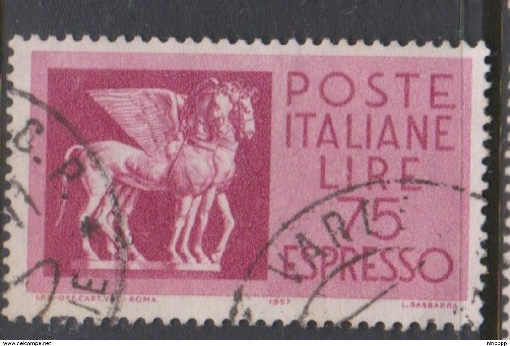 Italy E 34 1958  Special Delivery Stamp,75 Lire Rose Lilac,used - Express/pneumatic Mail