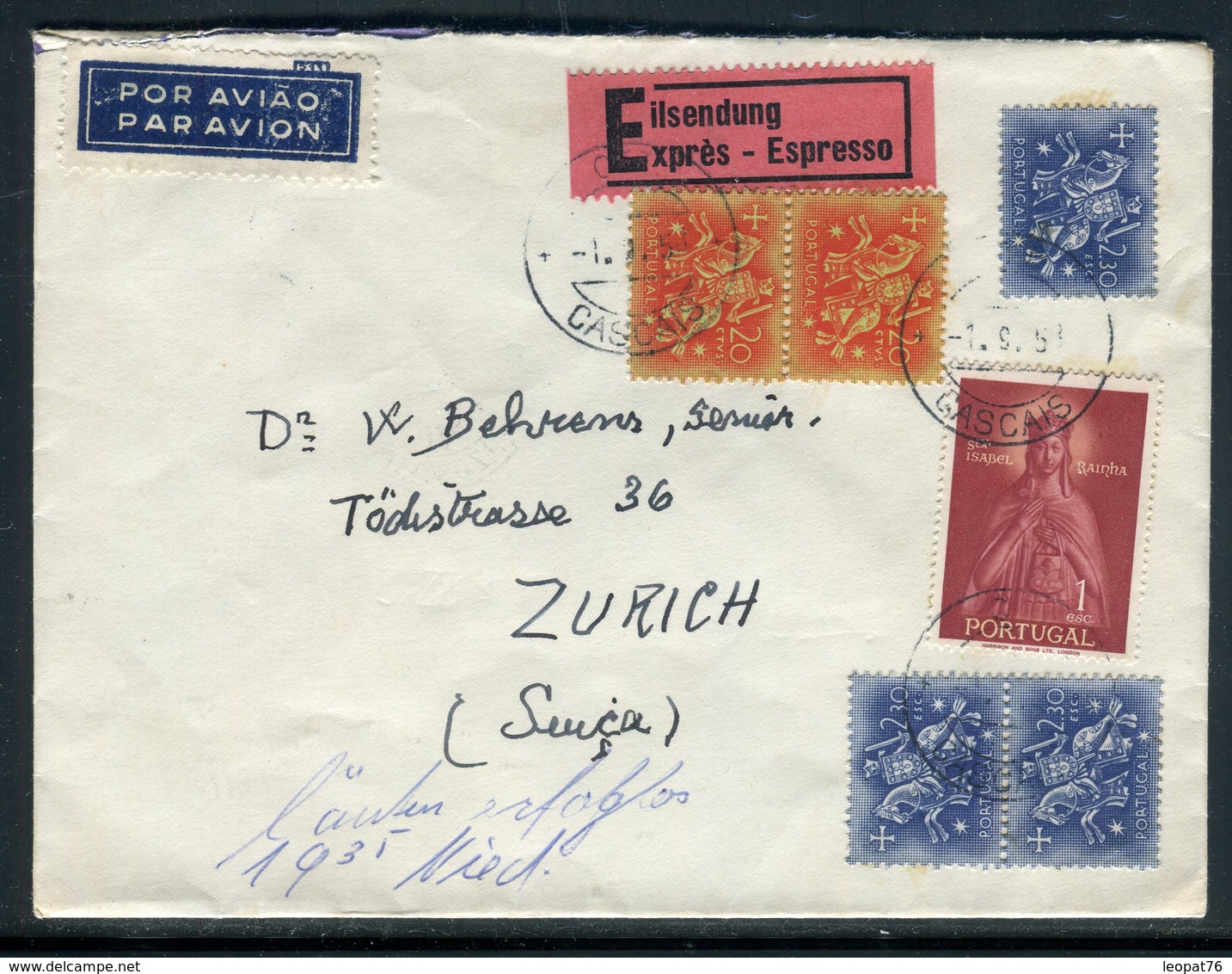 Portugal - Enveloppe En Exprès Pour La Suisse En 1958  - Réf AT 186 - Lettres & Documents