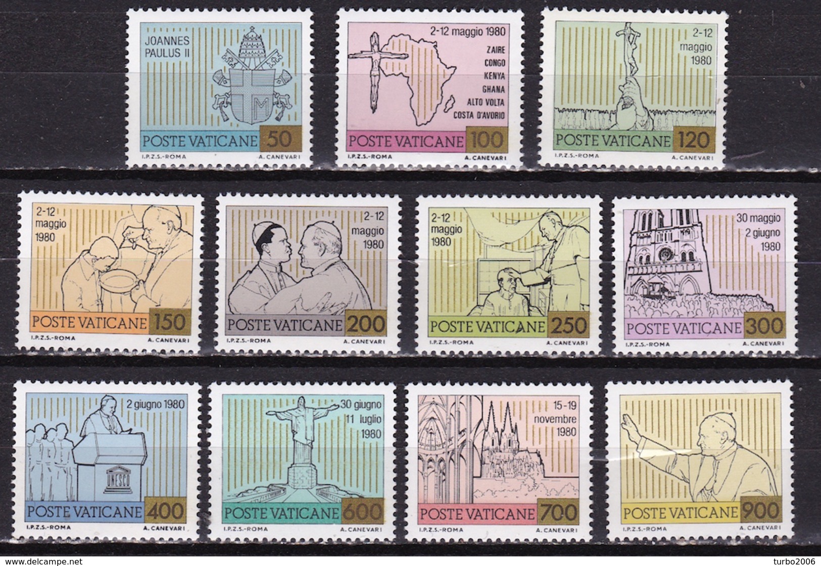 VATICAN CITY 1981 Pope Johan Paul II Travelling Around The World Complete MNH Set Mi. 792 / 802 - Unused Stamps