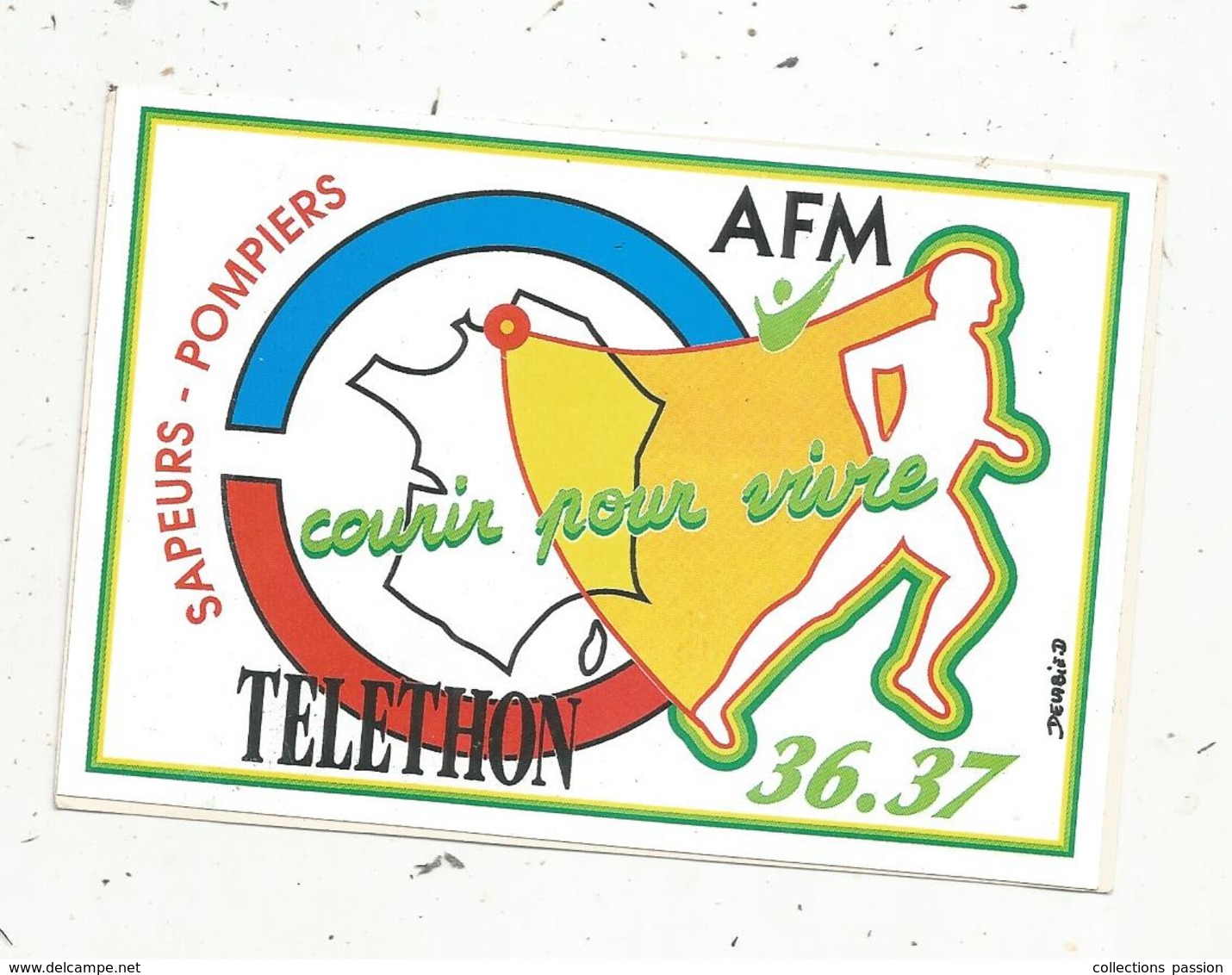 Autocollant , SAPEURS POMPIERS , TELETHON ,  AFM ,  Courir Pour Vivre ,36.37 - Pegatinas